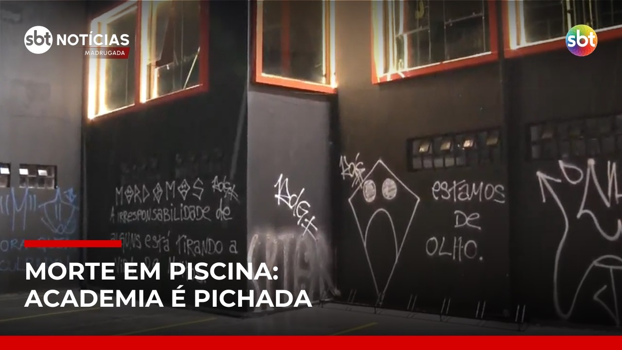 Academia é pichada após morte em piscina; manobrista é esperado para esclarecimentos | #SBTNotícias