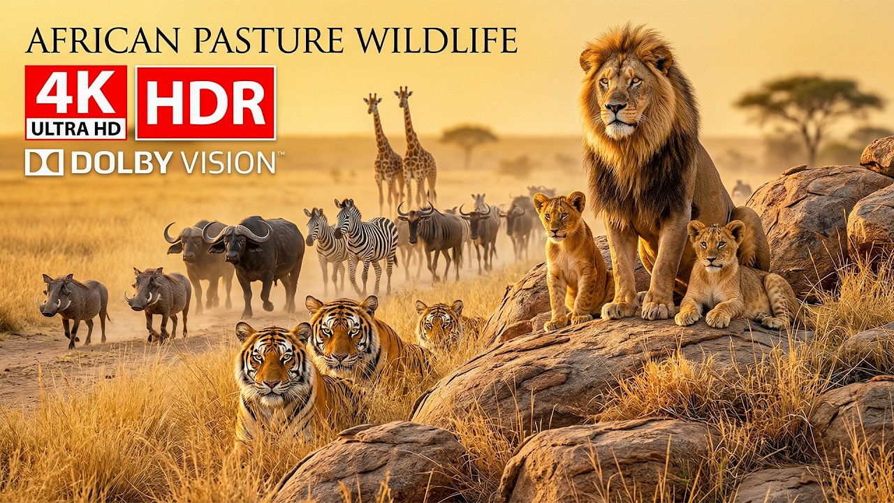 African Safari 4K ULTRA HD 60FPS | African Music with Colorful Feral Wildlife