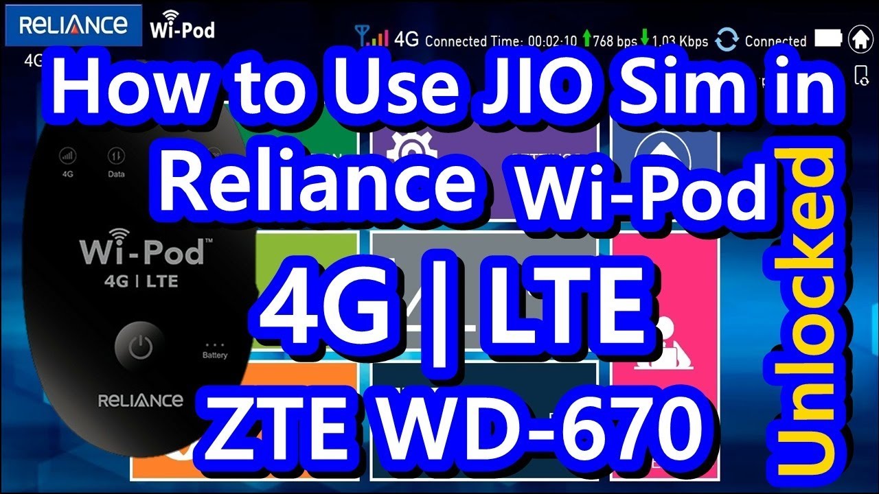 Разблокированный Reliance | Airtel Wipod 4G LTE ZTE WD-670