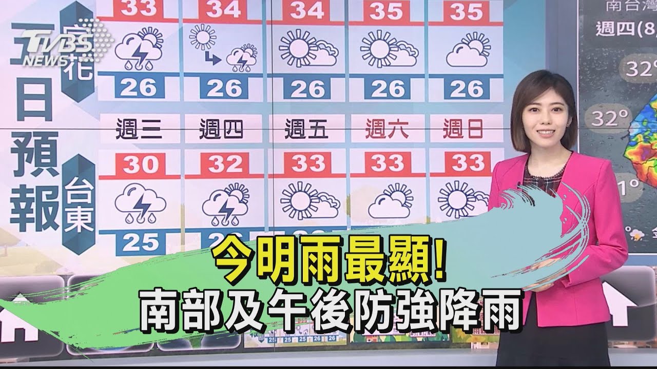 今明雨最顯! 南部及午後防強降雨｜TVBS新聞