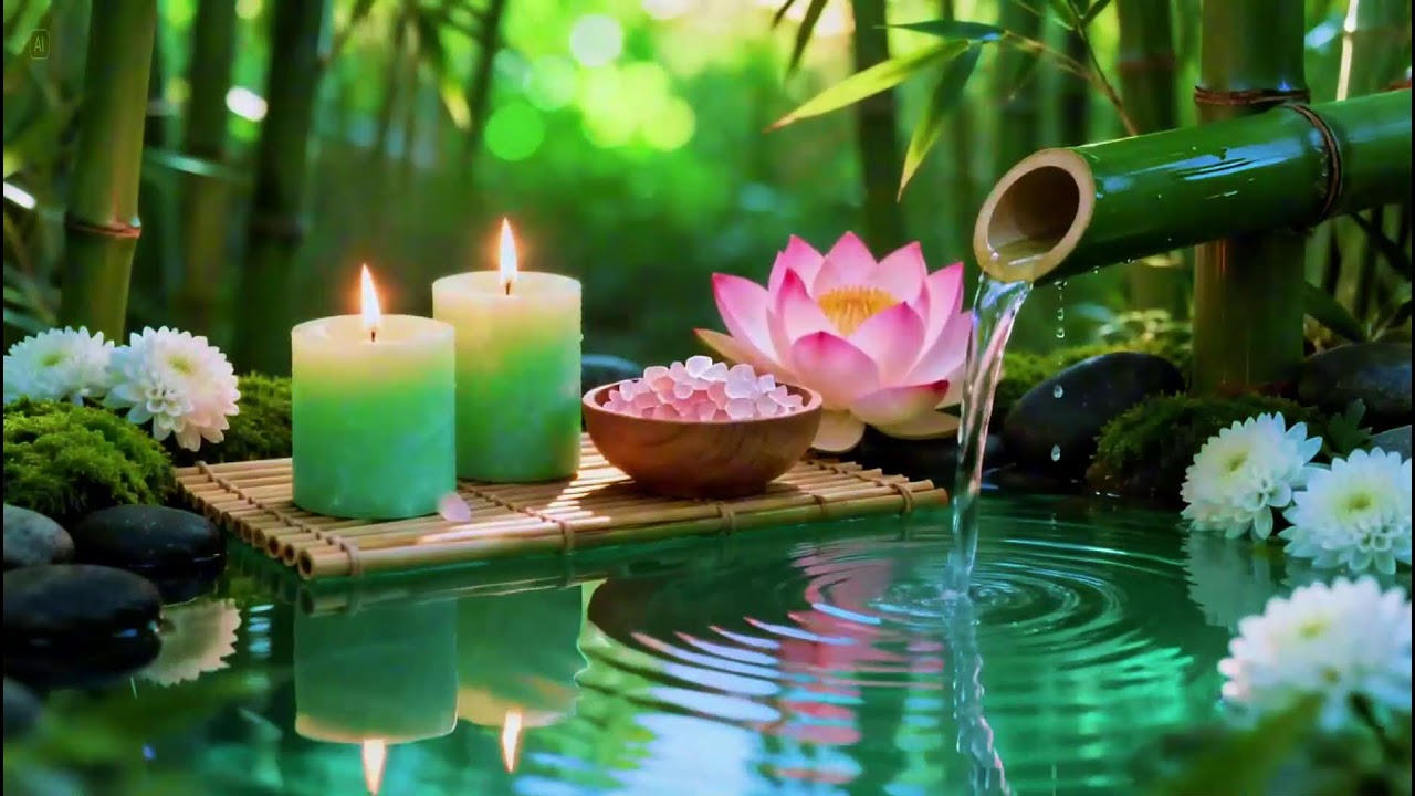 Relaxing Sleep Music with Bamboo Water Sound🌿Relaxing Sleep, Study & Calming Deep Relaxation