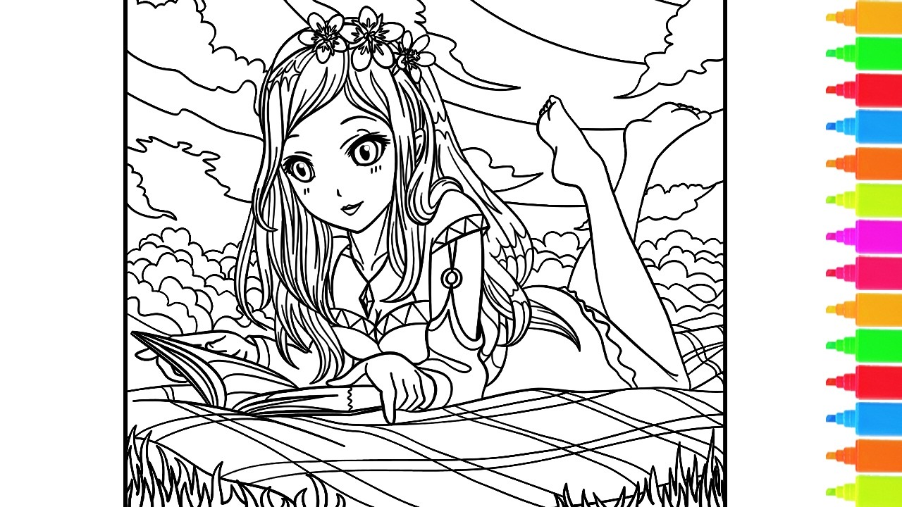 Coloring Lazy Summer, Her Delicious Eating Moment, Mountain Camping Adventure | Coloring Pages