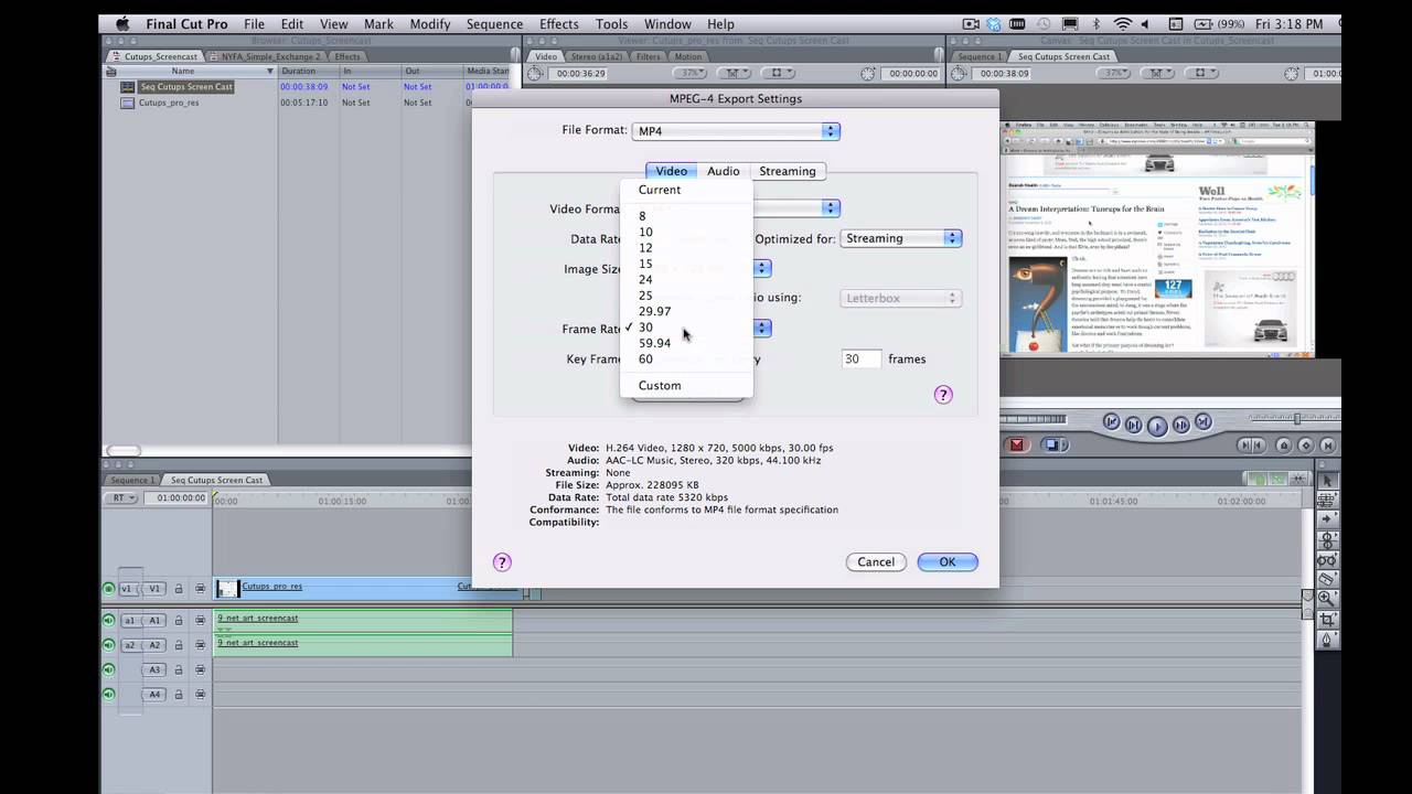 Final Cut: Exporting for Web