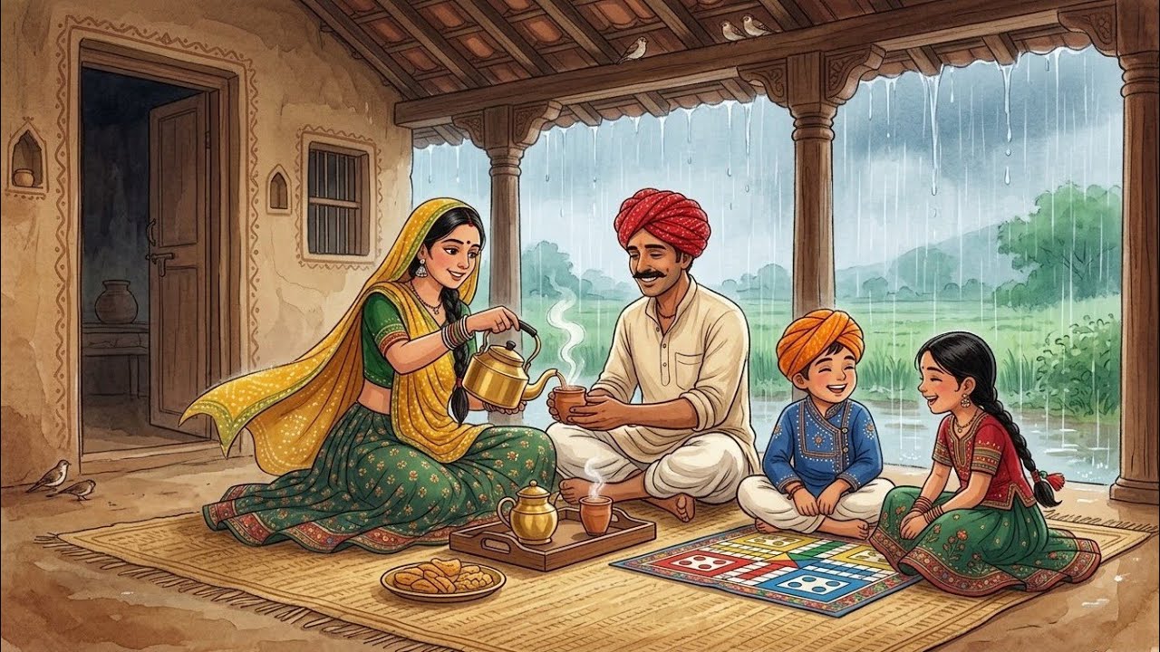 🌧️A Cozy Rainy Day In Traditional Rajasthani Village | Ghibli Inspired Village ASMR Video 