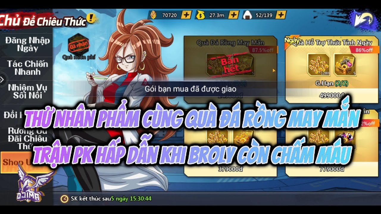 COMBO THỨC TỈNH #14 - THỬ NHÂN PHẨM CÙNG QUÀ ĐÁ RỒNG MAY MẮN - TRẬN PK HẤP DẪN - BROLY CÒN CHẤM MÁU