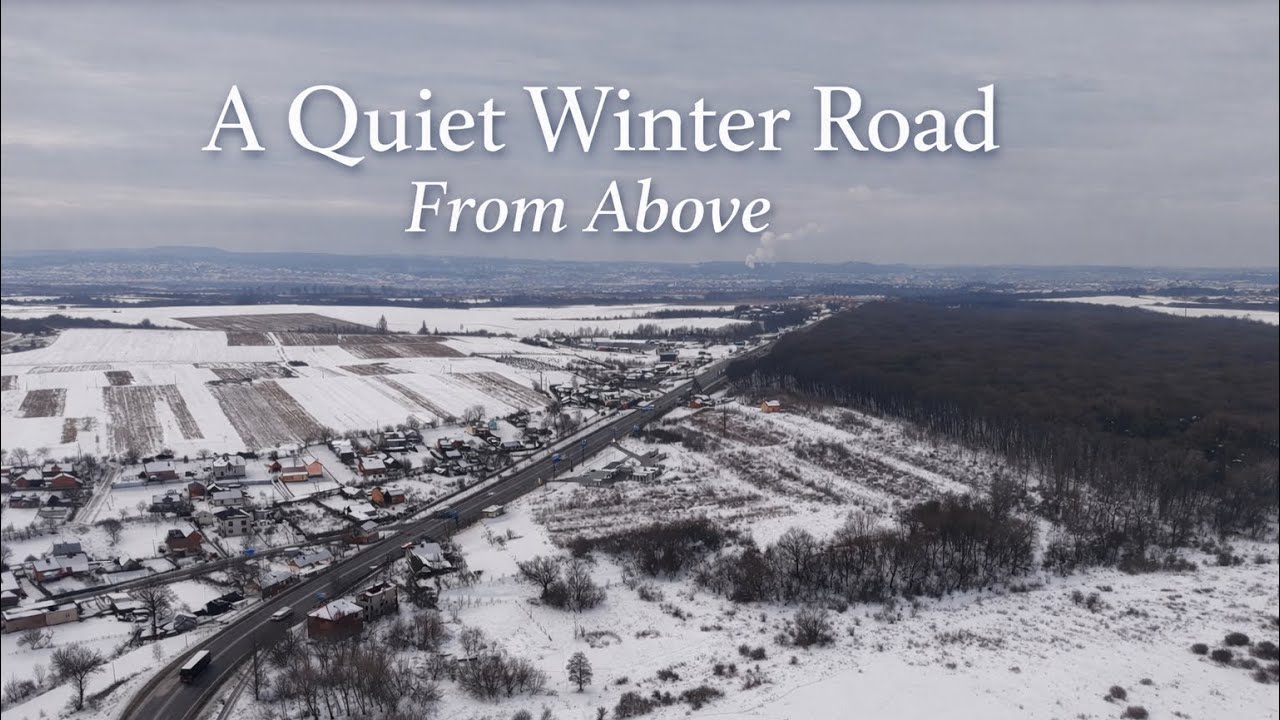A Quiet Winter Road From Above