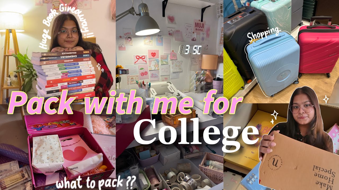 Finally PACKING FOR COLLEGE ⭐️🤧& Huge Book GIVEAWAY📚 | Shopping essentials ; Ep-02