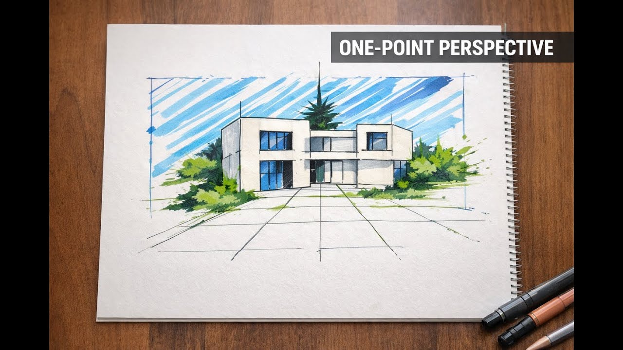 One-Point Perspective Trick Changes Everything | Architectural Sketch