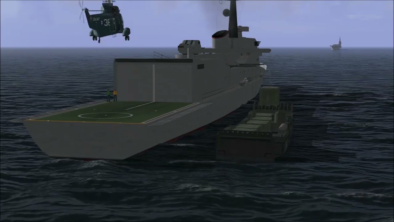 ship-to-ship transfer of cargo from a landing craft to an ASW frigate