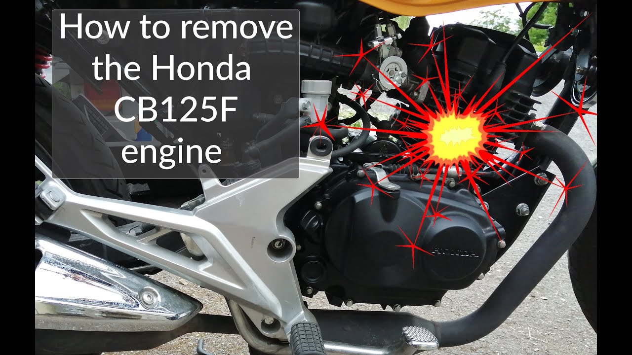 HONDA CB125F Engine Rebuild #2. Remove small motorcycle engine from frame. Gear lever and spline.