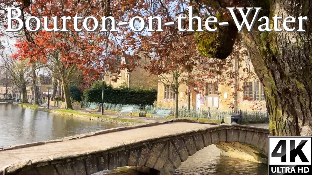 Bourton-on-the-Water spring morning stroll | English Cotswolds village 4k walk
