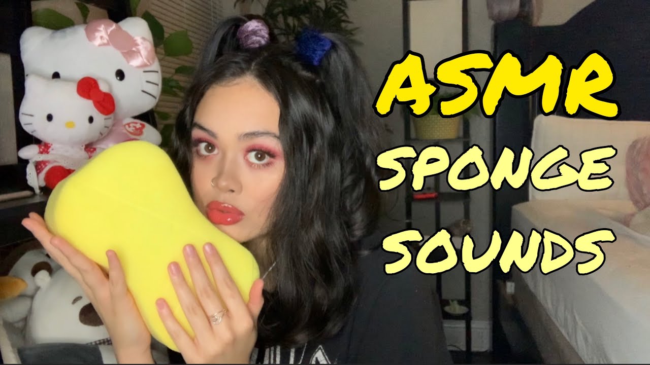 ASMR sponge 🧽 sounds, cutting, squishing, ripping, mic attention