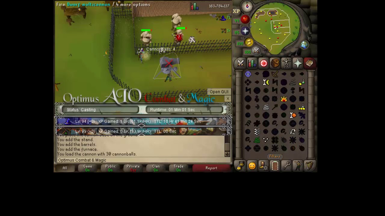OSRS - High alchemy and dwarf cannon bot - Optimus Combat & Magic