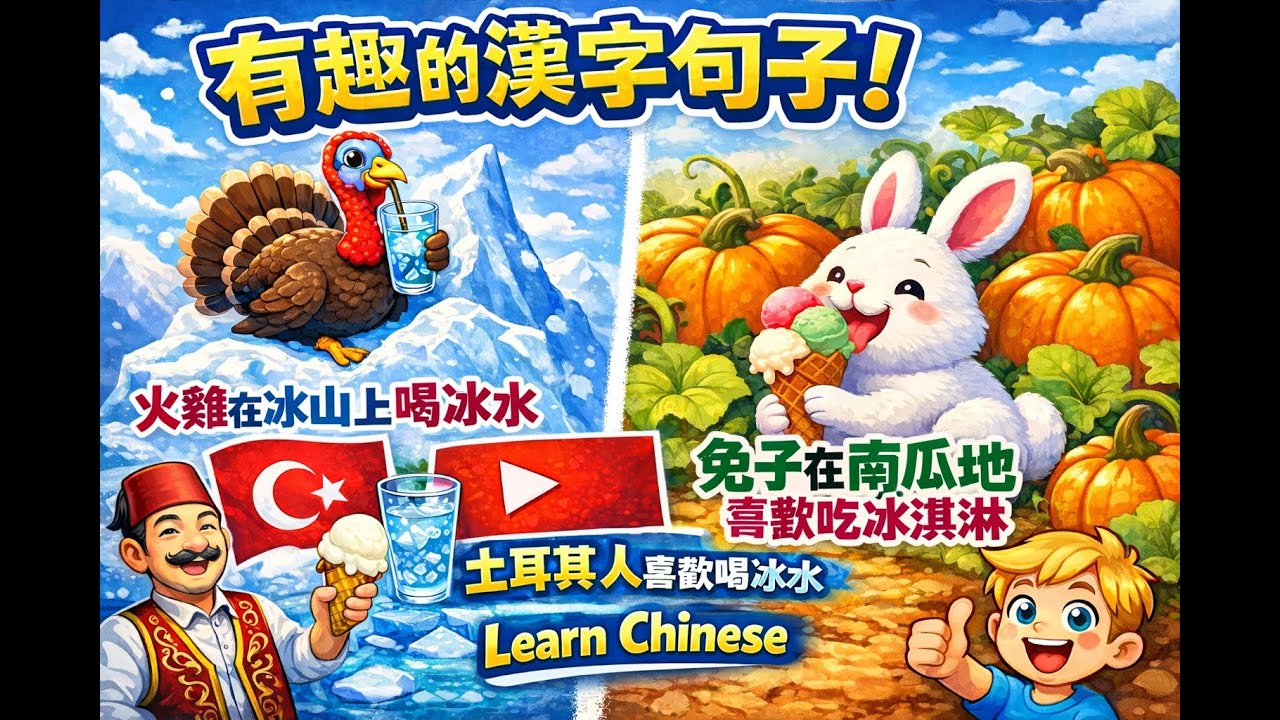 052 Chinese Characters｜Learn Chinese with Ice 🧊 & Fun Sentence Patterns | 冰水 · 冰山 · 冰淇淋