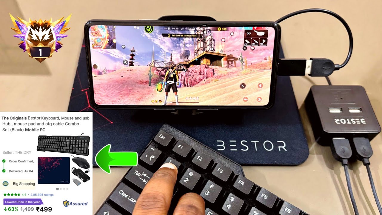 Bestor prodot keyboard mouse usb otg 5 set combo | full setup keymapping ⌨️ 🖱in mobile PC free fire 