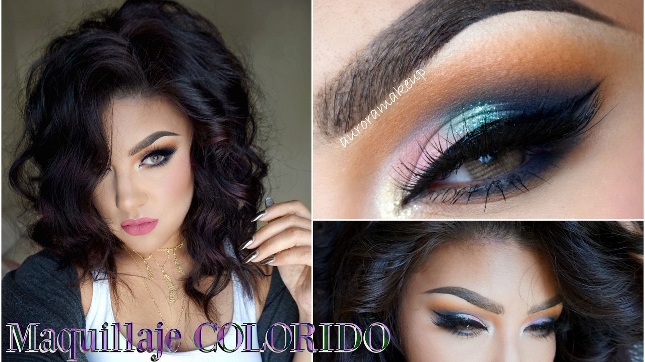 Maquillaje ROSA AZUL colorido/ Sweet look  Makeup tutorial| auroramakeup