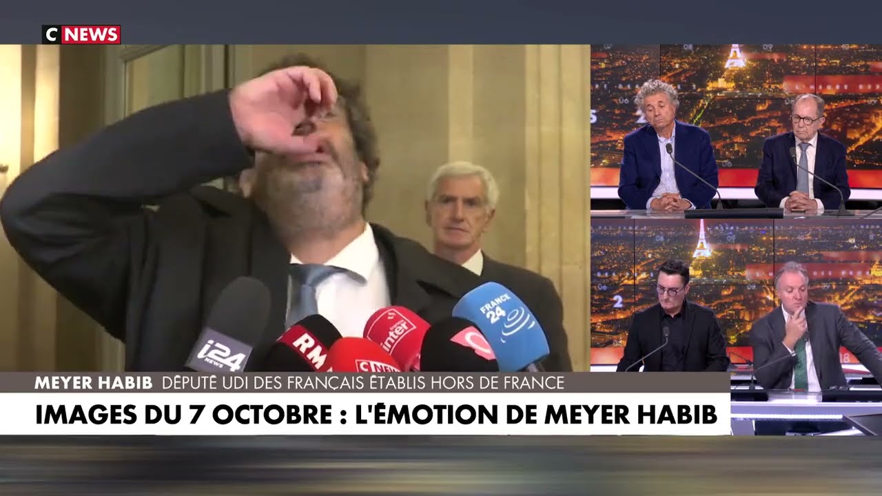 Meyer Habib en larmes apr&egrave;s le visionnage des &eacute;v&eacute;nements du 7 octobre 2023 &agrave; l'assembl&eacute;e