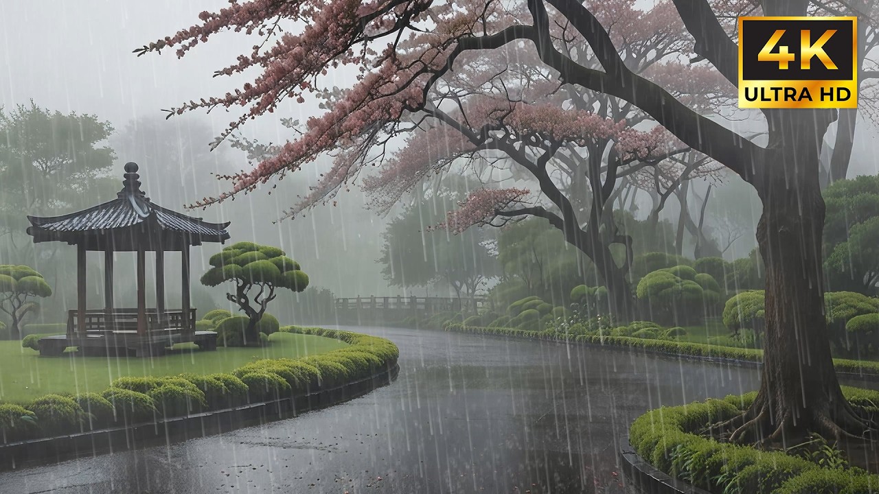 Relaxing Rainfall in a Quiet Garden to Help You Relax and Fall Asleep Fast