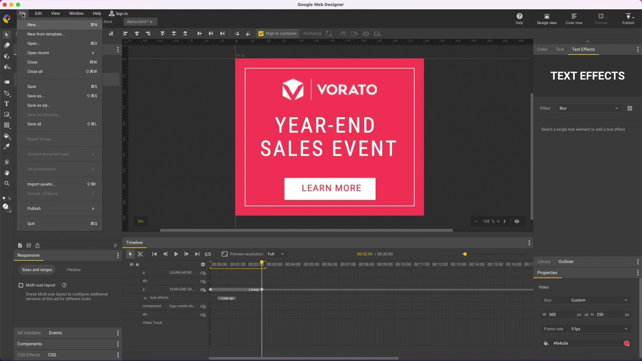 Обзор анимированных GIF-изображений &mdash; Google Web Designer