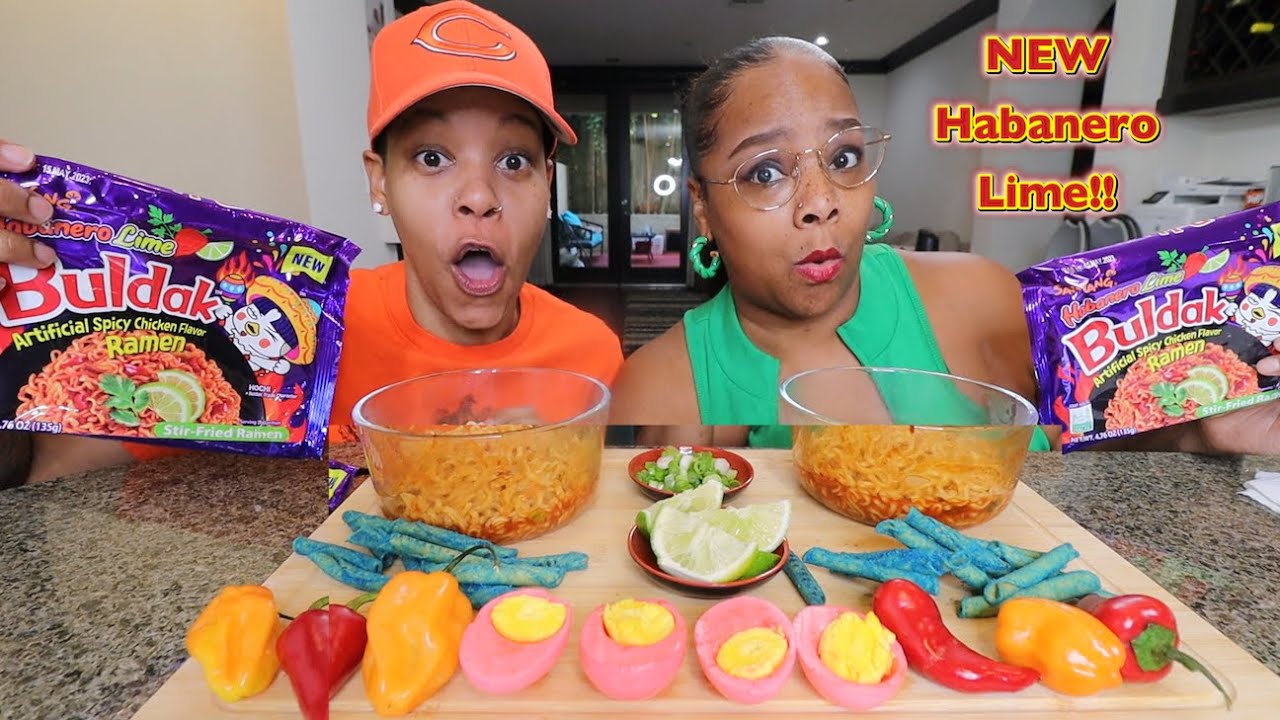 SAMYANG NEW SPICY HABANERO LIME RAMEN CHALLENGE + WATER FIGHT!
