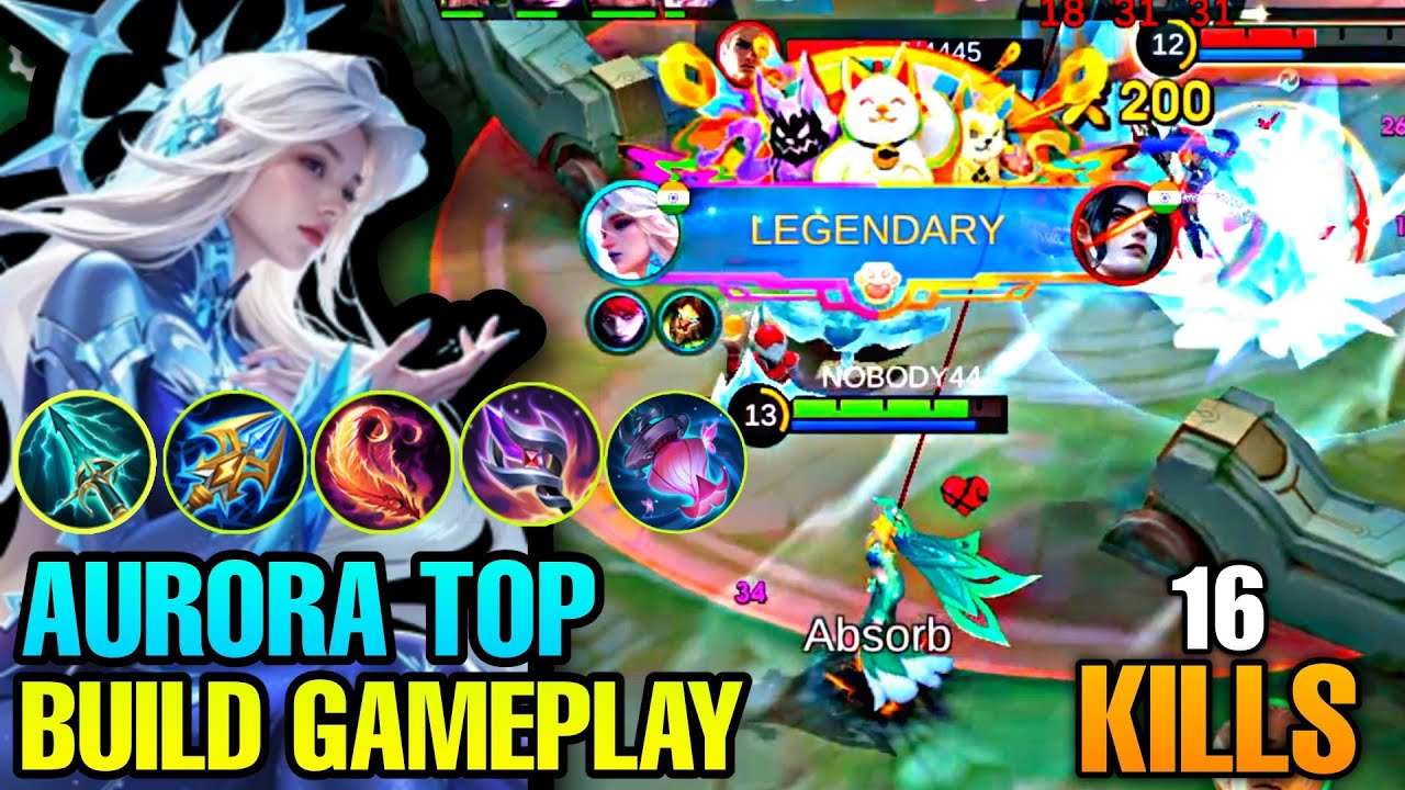 IMMORTAL AURORA I BEST BUILD 16 KILLS GAMEPLAY I MOBA LEGEND 