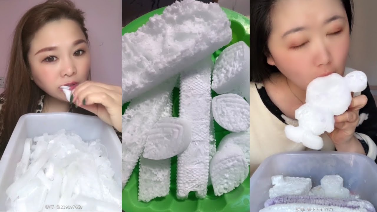 CARBONATED ICE EATING ASMR | CRUNCHY WHITE ICE BITES #3