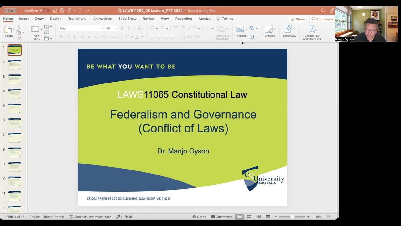 Federalism and Governance (Conflict of Laws): LAWS11065 Week 6 Lecture