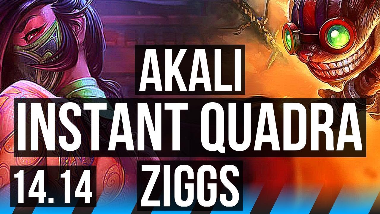 AKALI vs ZIGGS (MID) | Instant Quadra, 7 solo kills, 45k DMG, 500+ games | EUW Challenger | 14.14