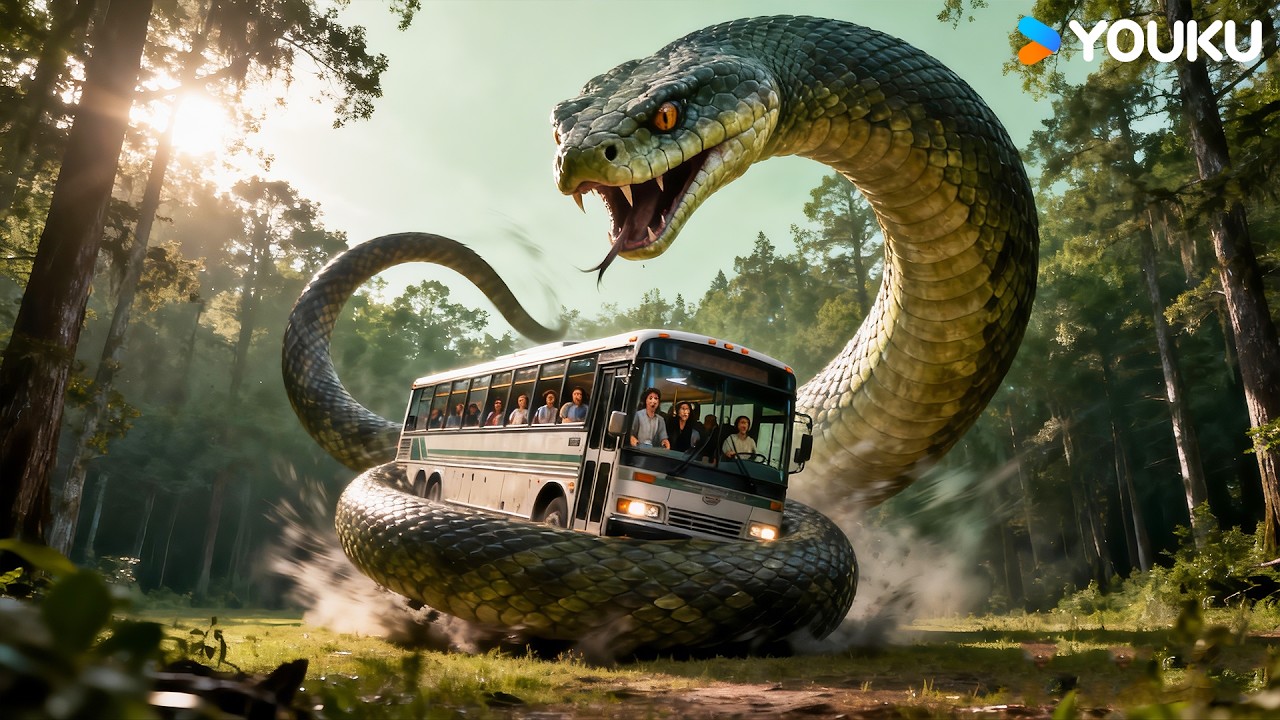 Bus intruded forest and disturbed the giant snake — now it's furious!| Snake 3 | YOUKU MONSTER MOVIE