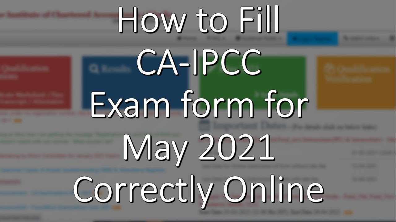 CA IPCC Exam form For May 2021| How to fill Online ICAI Site- Step by Step Procedure