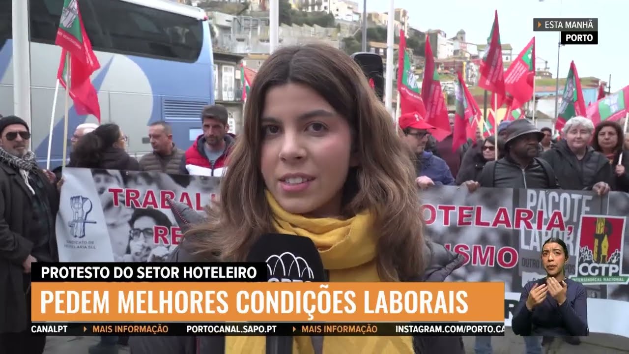 FALSO DIRETO: PROTESTO DE TRABALHADORES E DIRIGENTES SINDICAIS DO SETOR DA HOTELARIA