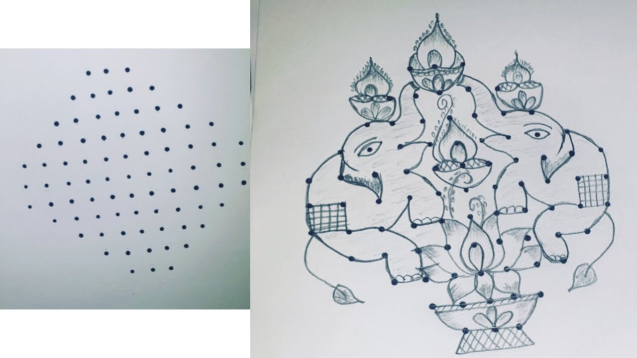 Beautiful rangoli🌺 🌺|Dots rangoli 🌺🌺| Elephant rangoli 🌺🌺