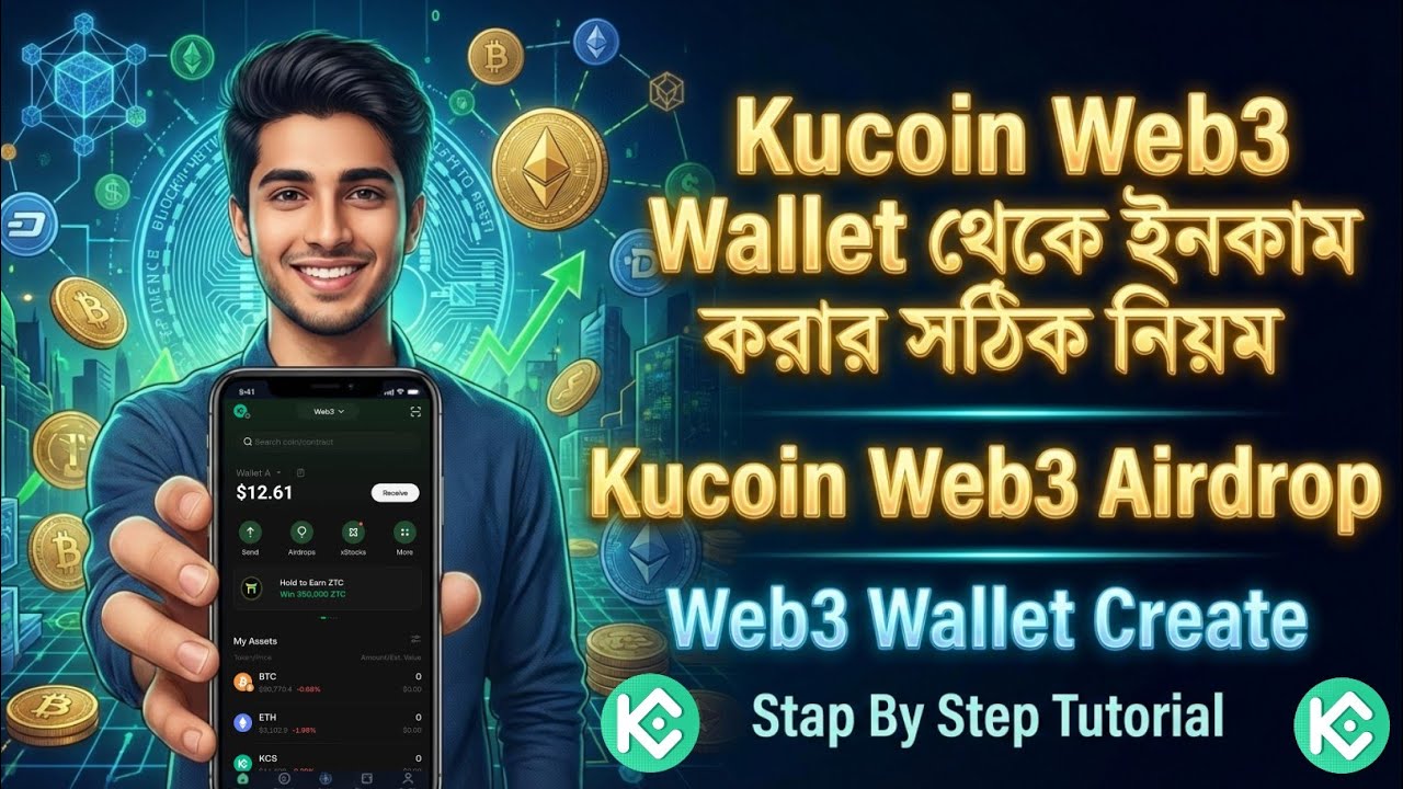 Kucoin Web3 Wallet থেকে ইনকাম করার সঠিক নিয়ম, Kucoin Web3 Airdrop । Web3 Wallet Create Tutorial 2026
