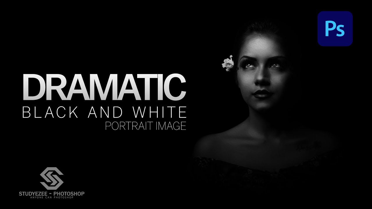 Dramatic Black and white Portrait image | Black and white portrait | Photoshop CC 2021