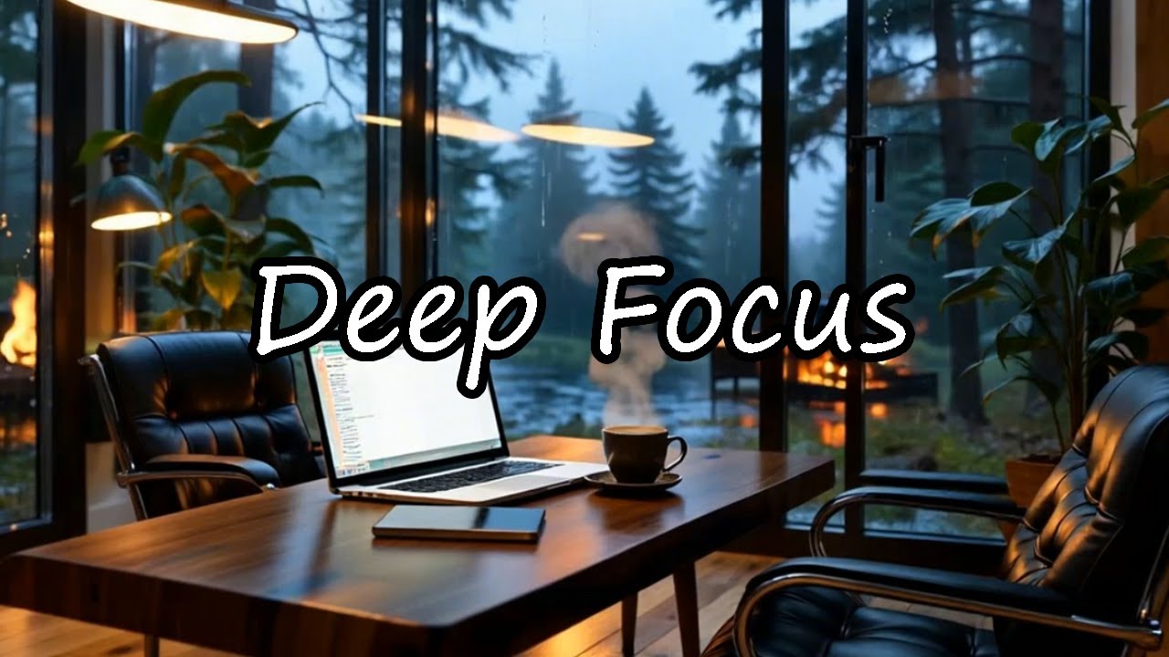 Deep Work Music by the Fireplace 🌧️ Rainy Night Ambience for Focus, Study & Reading