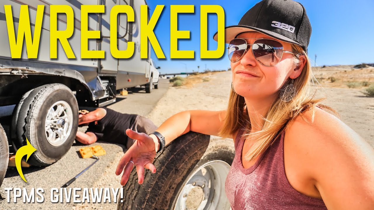 IT HAPPENED TO US | HOW TO CHANGE YOUR RV TIRE AFTER A BLOWOUT | TPMS GIVEAWAY  S4 || Ep66