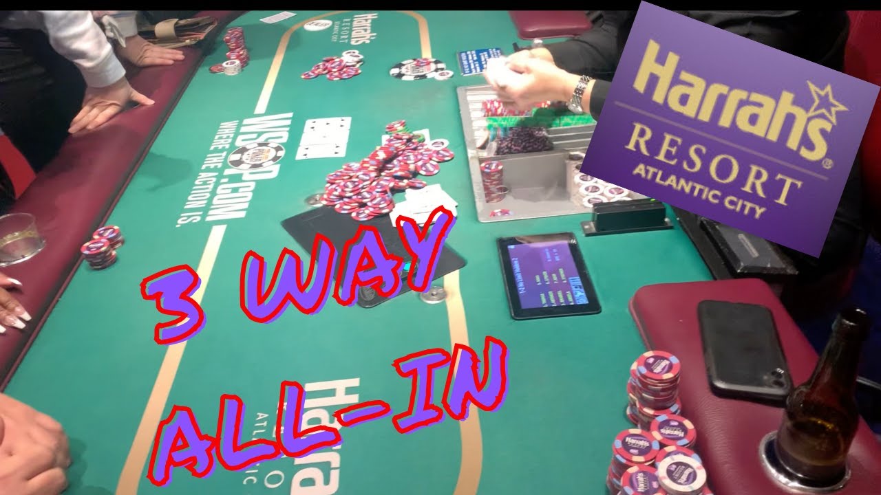 Cash Poker Vlog 3 Way ALL IN and Im in it at Harrahs #140