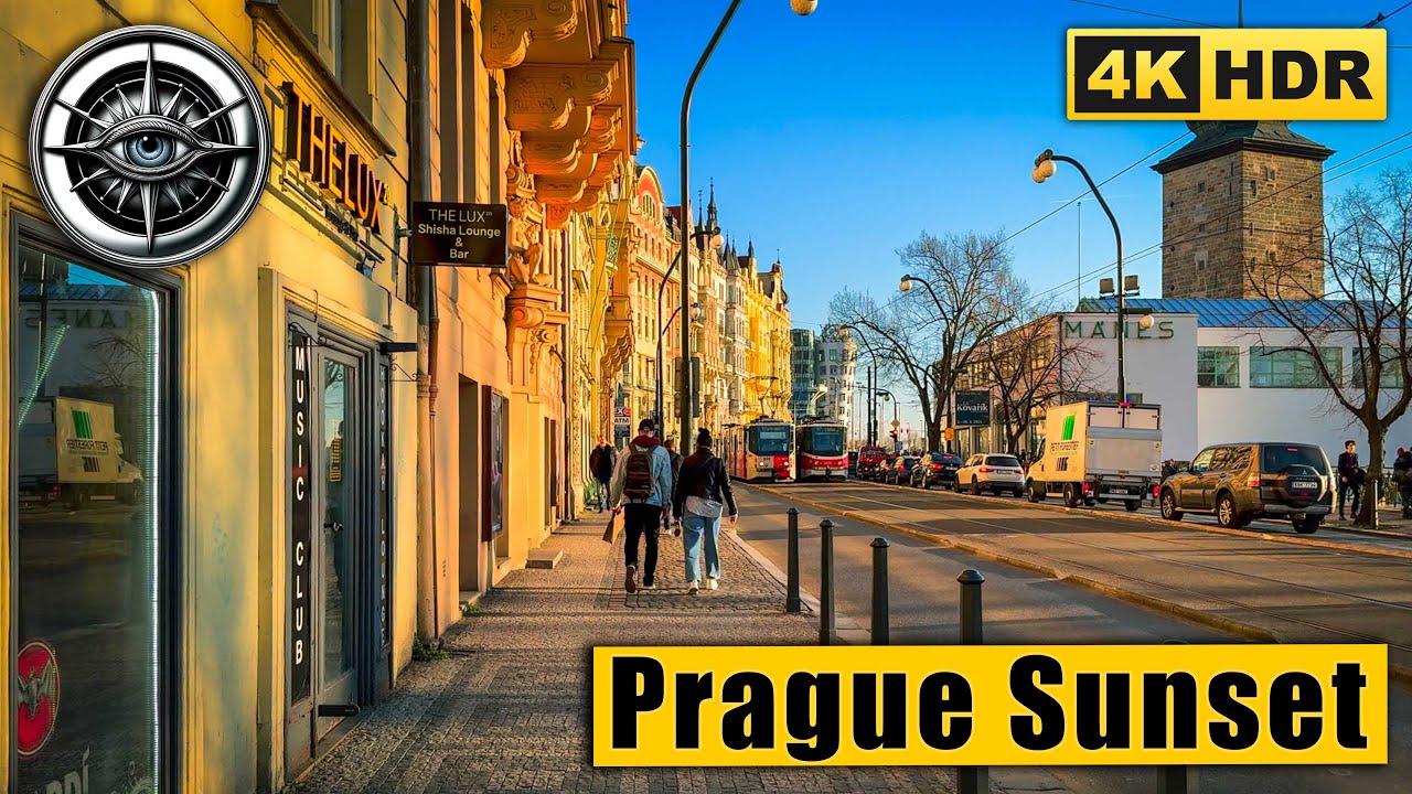 Walking to the sunset rays in Prague 🇨🇿 Czech Republic 4K HDR