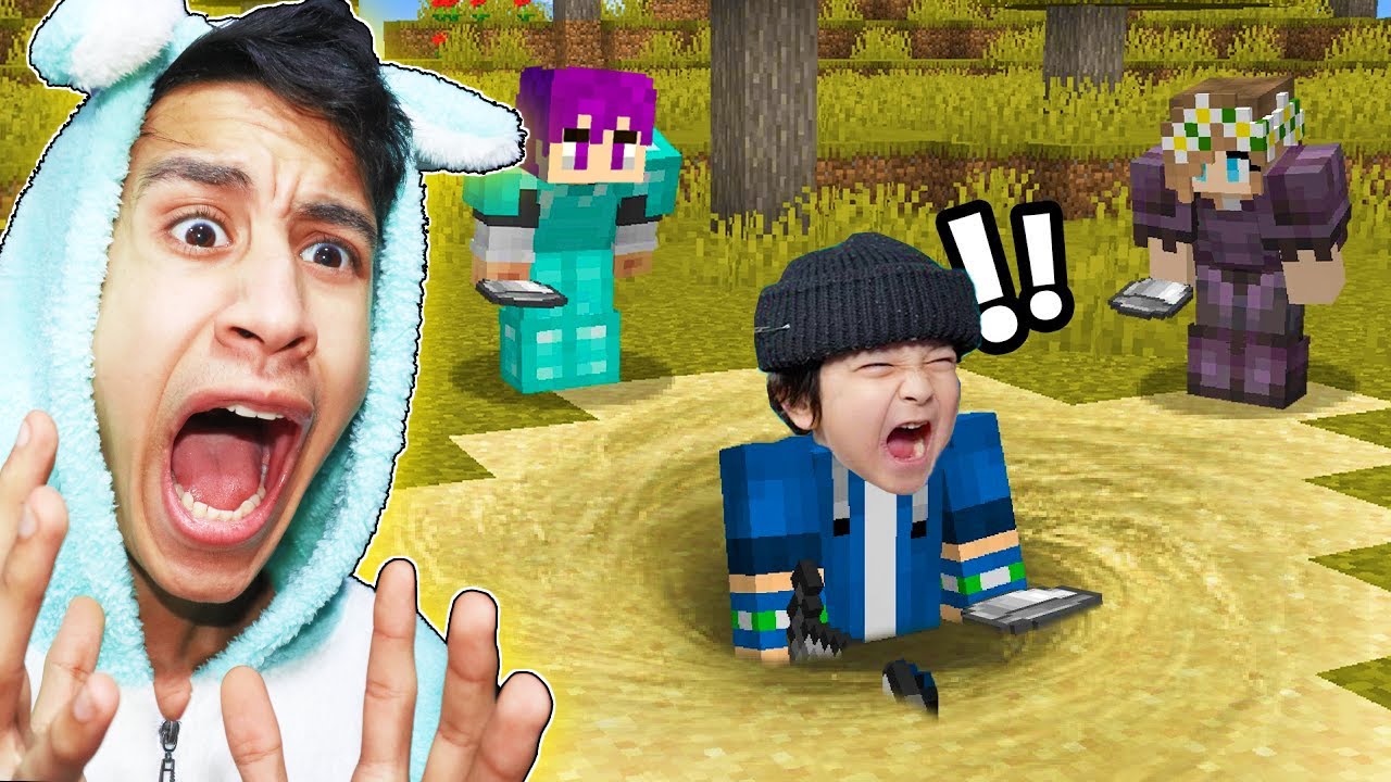 مقلب الرمال المتحركة في اخوي الصغير - رده فعله صدمه !! .. في ماين كرافت 🤣
