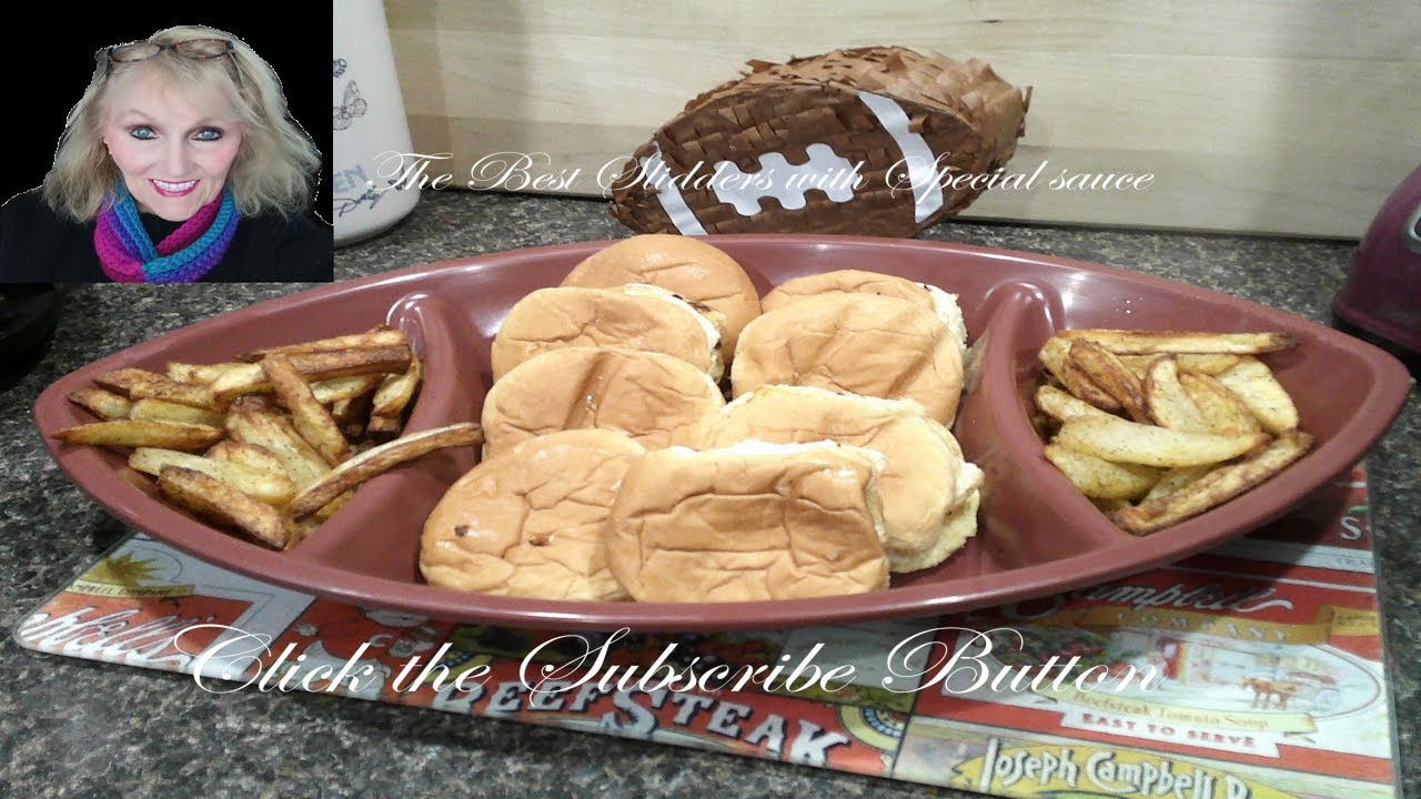 Football Playoff's Mini sliders with Special Sauce and French Fries Just like the Burger Stand's