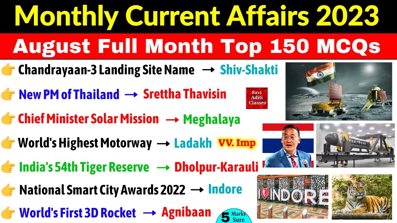 Aug 2023 Monthly Current Affairs | Monthly Current Affairs | Current Affairs 2023 Full Month Update