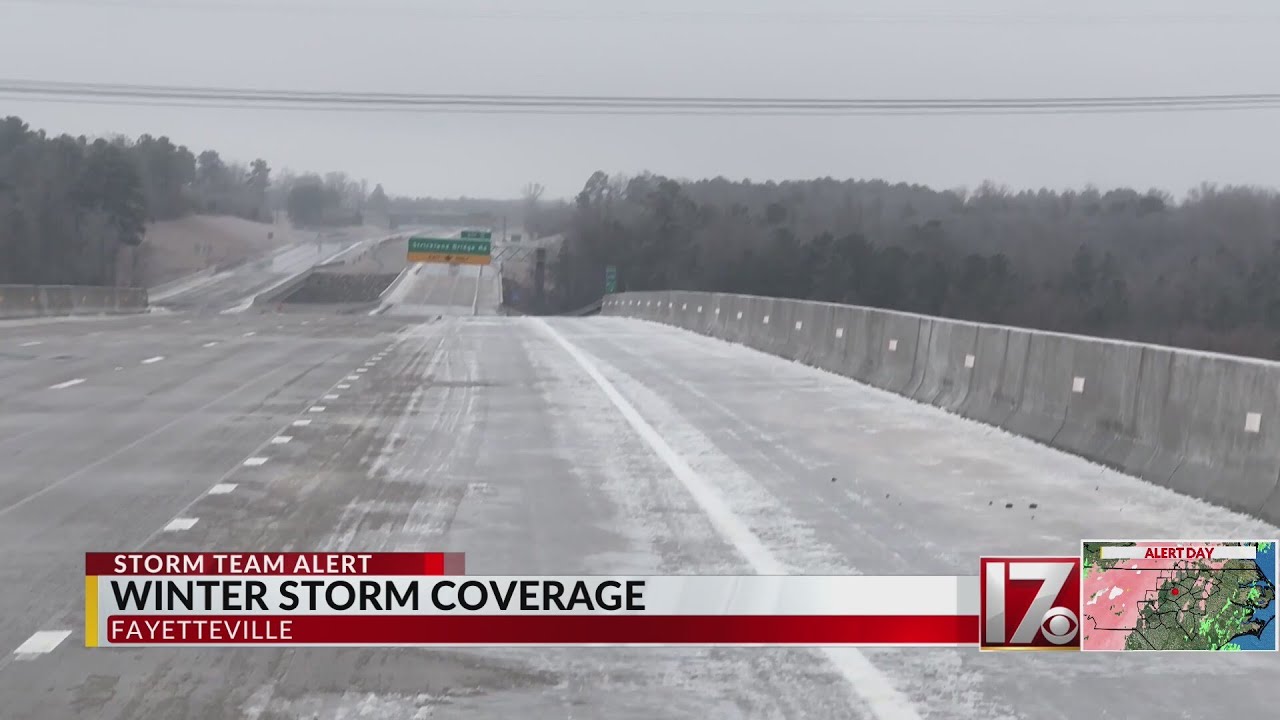 Fayetteville roads slushy Sunday, people bracing for cold night