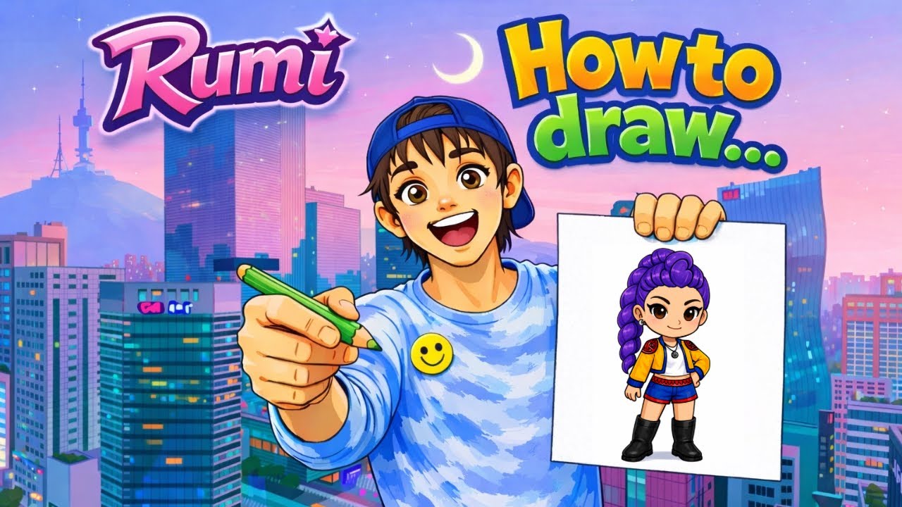HOW TO DRAW RUMI FROM K-POP DEMON HUNTERS! (EASY FOR KIDS!)