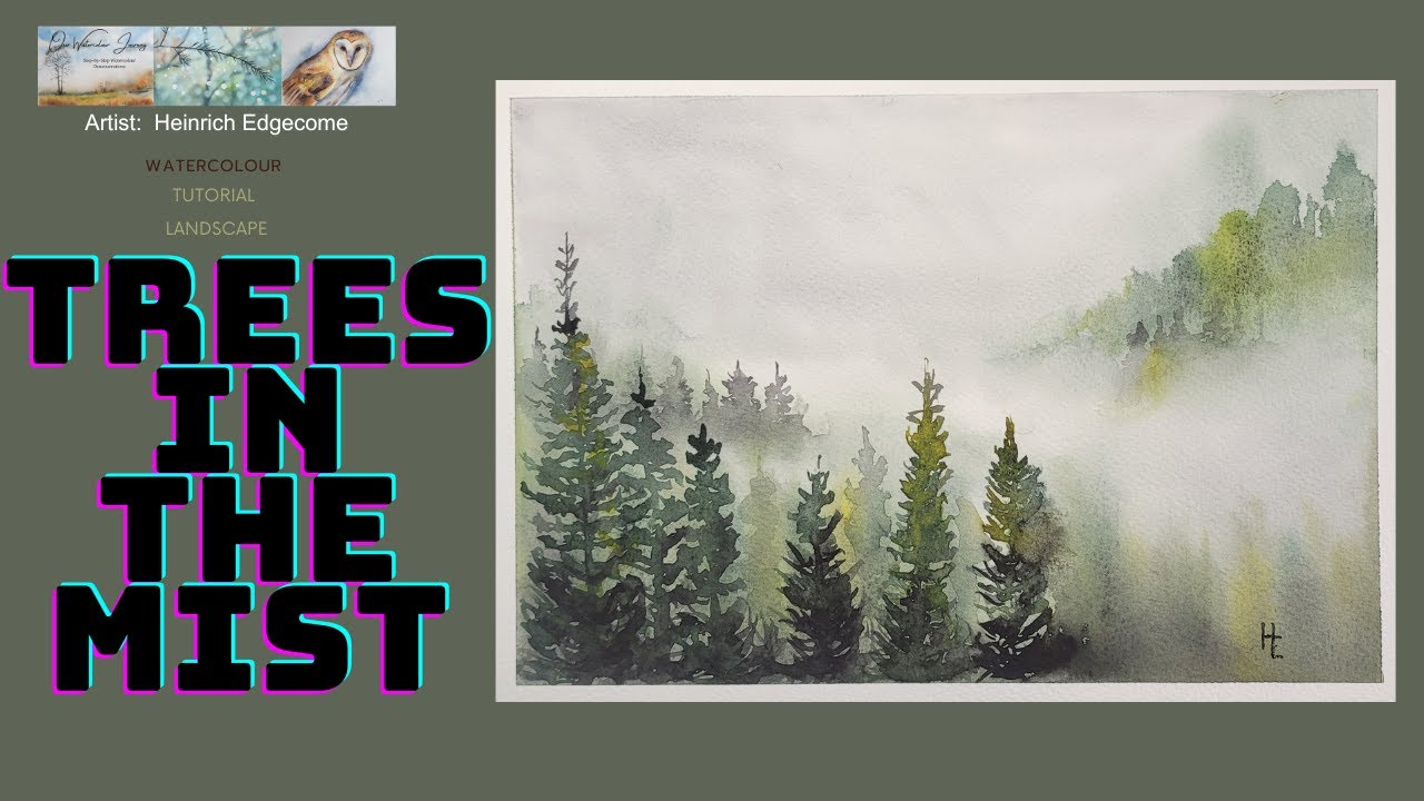 How to paint  these Pine trees in the mist/fog  with watercolor