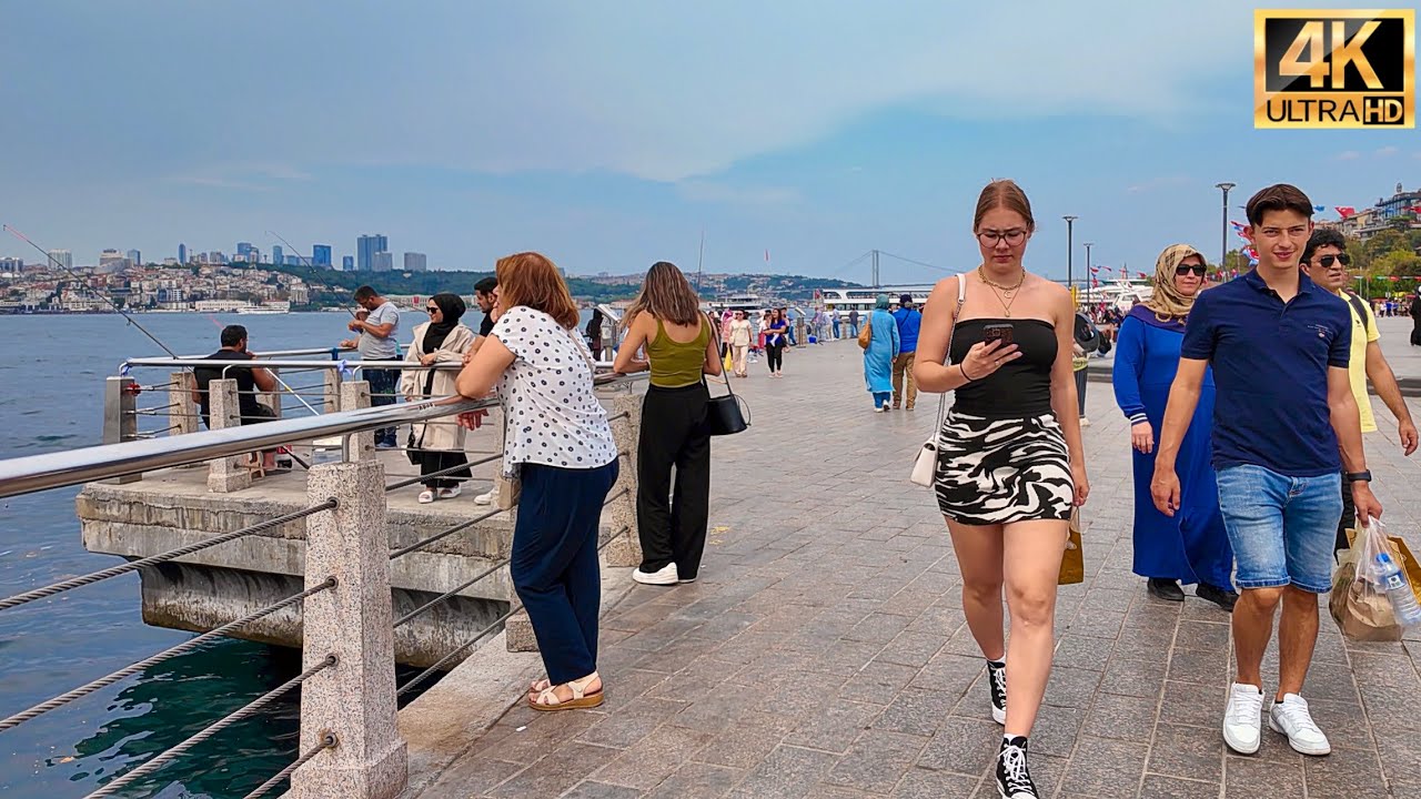 Istanbul Turkey Uskudar Beach Walking Tour 4K HDR