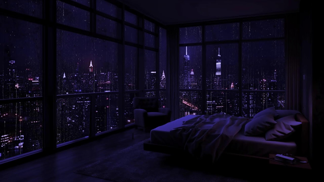 ASMR de lluvia para un sueño profundo 🎧 Dormitorio acogedor con ambiente urbano relajante