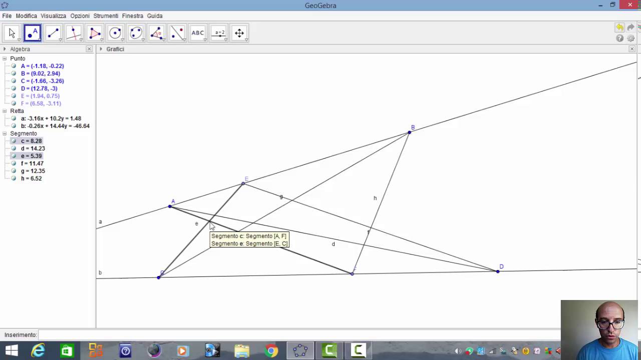 Costruzione di Pappo (Teorema di Pappo sugli esagoni) con GeoGebra