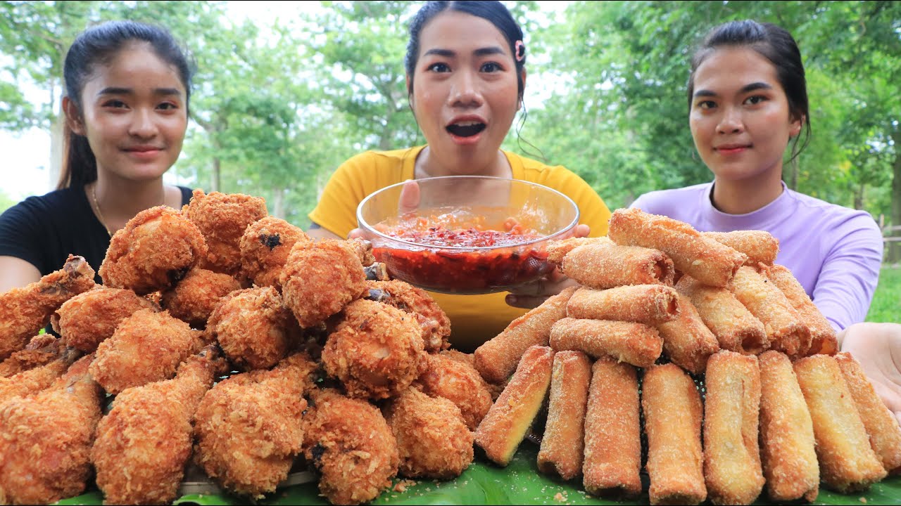 Yummy cooking Chicken leg crispy with hot dog crispy recipe - Amazing cooking