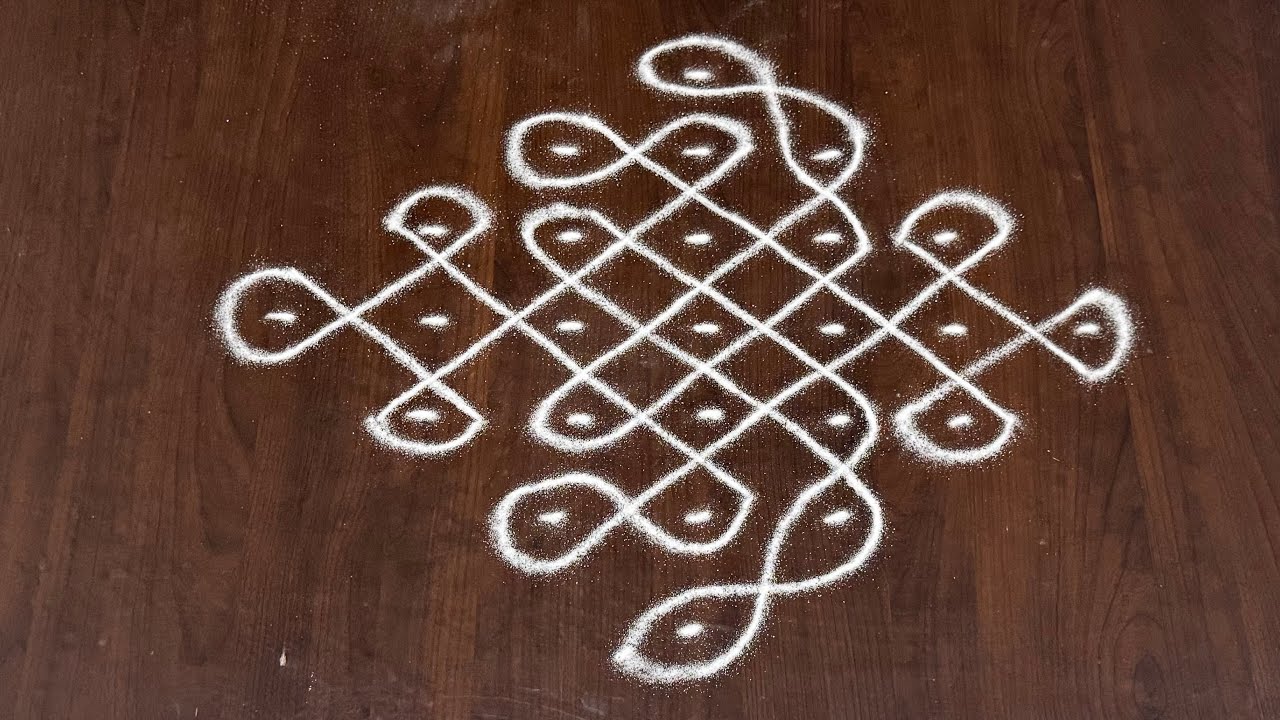 | Simple Daily Rangoli | 7*1 Dots Melikala Muggulu | perfect rangoli |