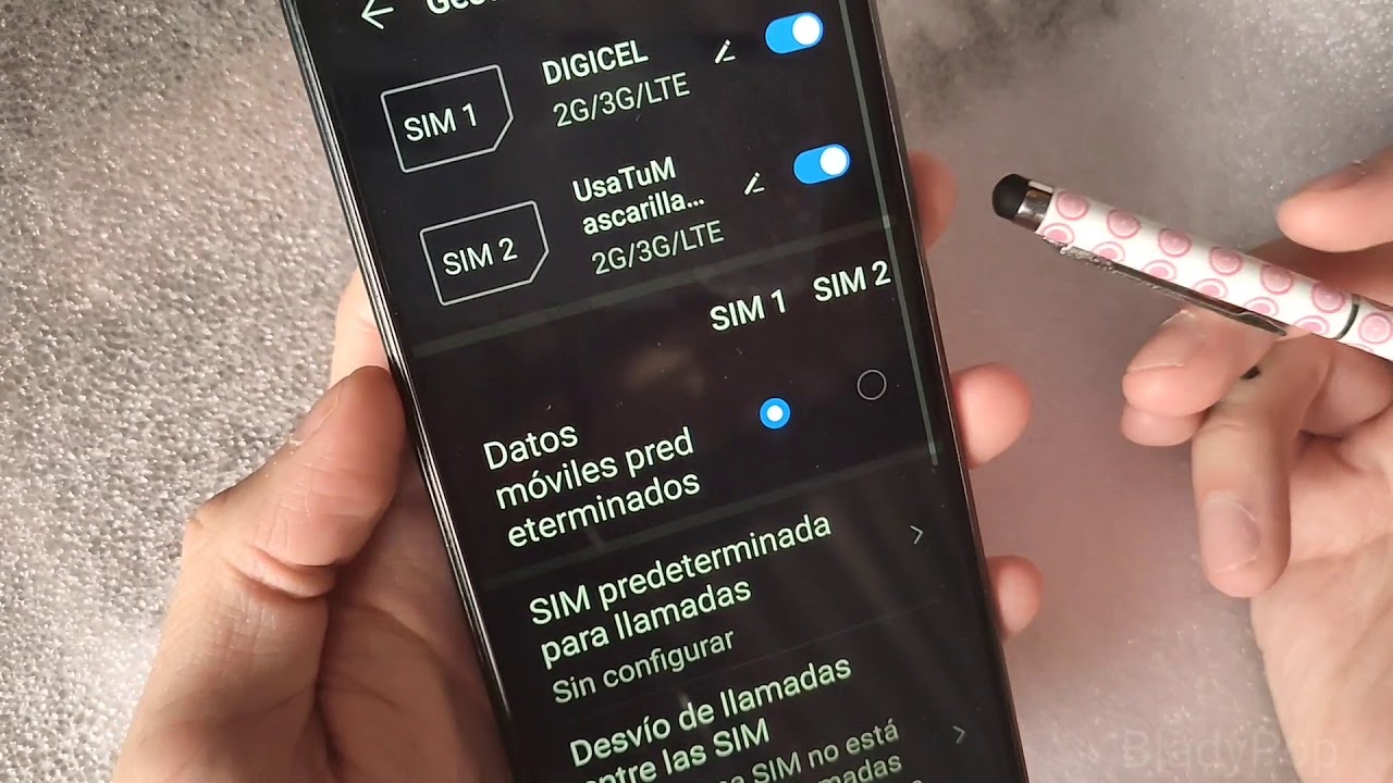 Cambiar de Datos M&oacute;viles en tel&eacute;fono de Doble  SIM  / Llamadas / Mensajes / Gesti&oacute;n
